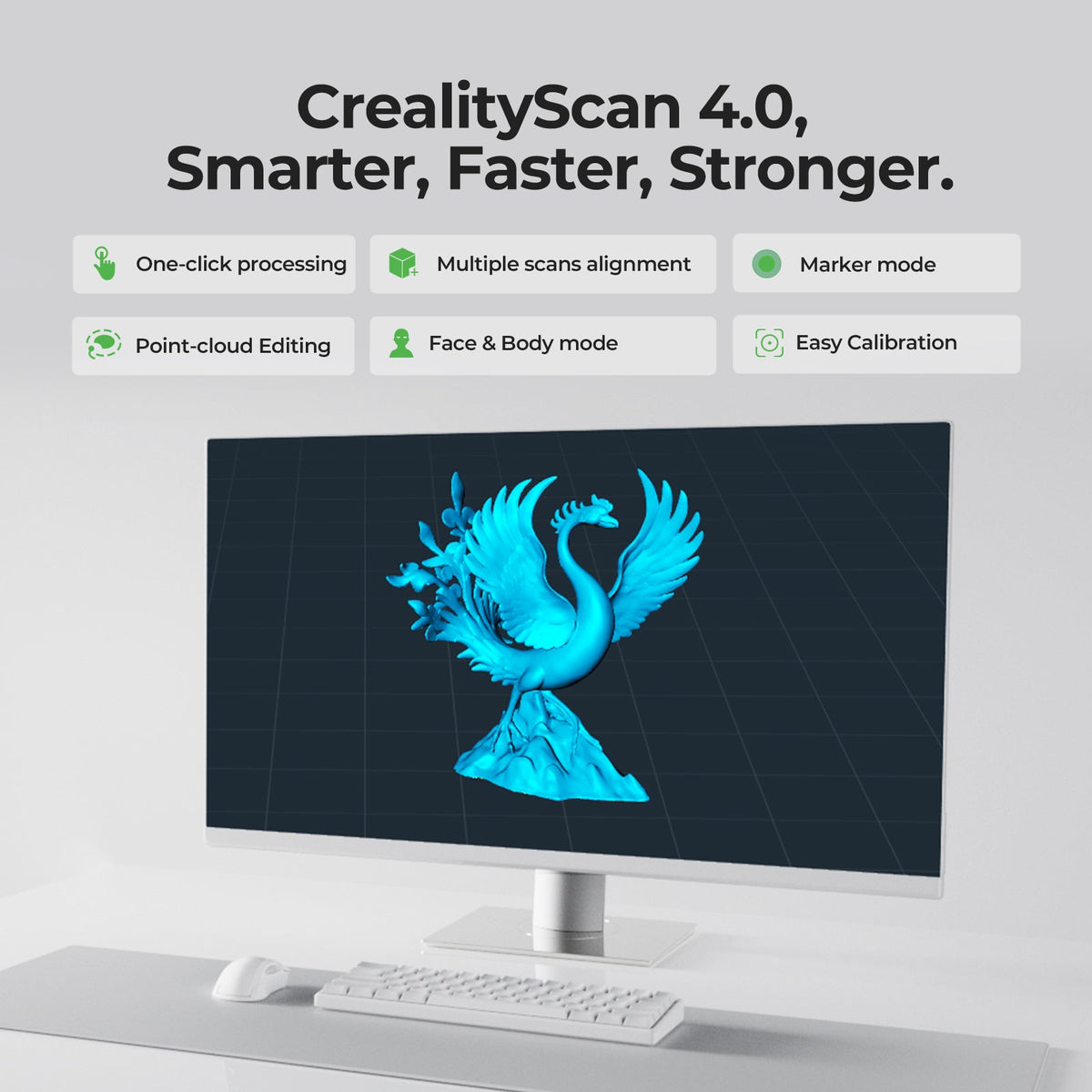 Escáner 3D Creality Otter Lite: precisión de hasta 0,05 mm, visión estéreo de 4 lentes, escaneo inalámbrico a 30 fps y c