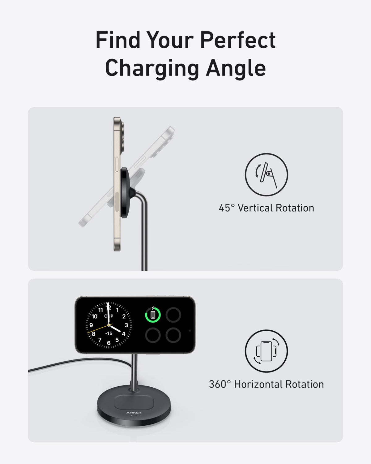 Cargador Inalámbrico Anker MagGo 2 en 1 con Soporte - Blanco