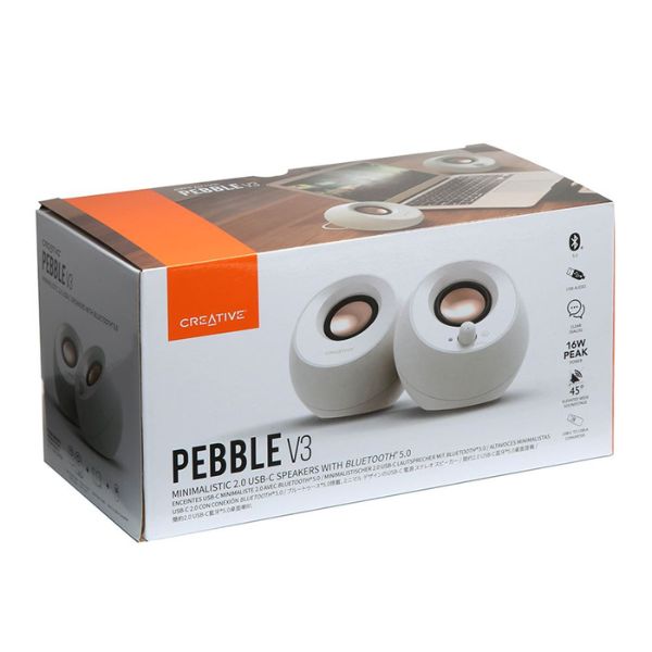Cornetas para Computadora Creative Pebble V3 2.0 USB-C – Bluetooth 5.0 – blanco – 5MF1700AA001 (Copia)