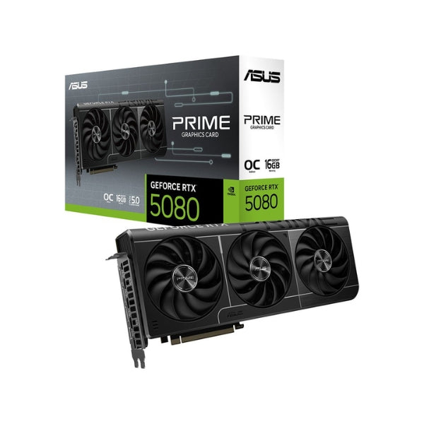 Tarjeta Gráfica ASUS NVIDIA GeForce RTX 5080 Prime Overclocked Triple Fan 16GB GDDR7 PCIe 5.0