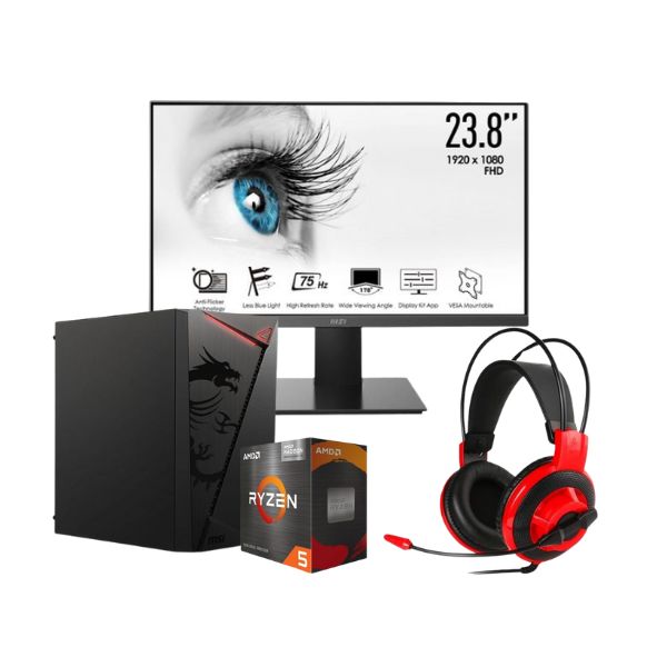 Combo PC Gamer MSI procesador AMD Ryzen 5 5600G, disco 2565 GB, 8 GB ram DDR4, monitor MSI Pro 24" FHD MP241X LED 1920X1080, 75Hz, HDMI-VGA