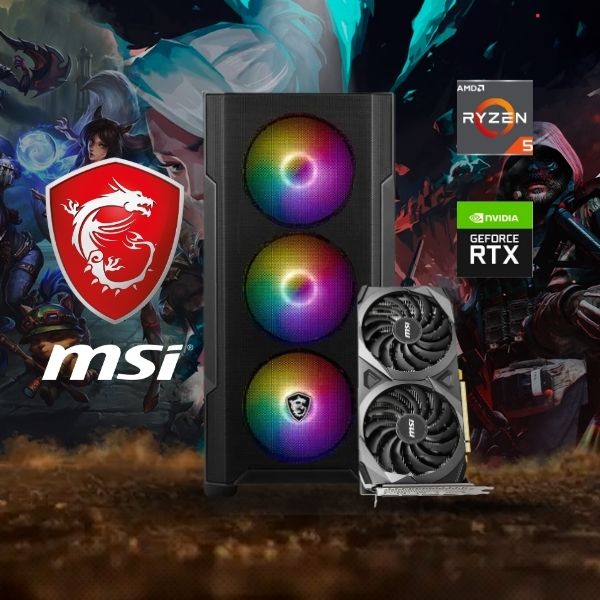 PC Computador MSI AMD Ryzen 5 5600X - B550M - 16GB DDR4 - 1TB M.2 - Gráficos GeForce RTX 3060 12GB - Fuente 650W 80 PLUS Bronze
