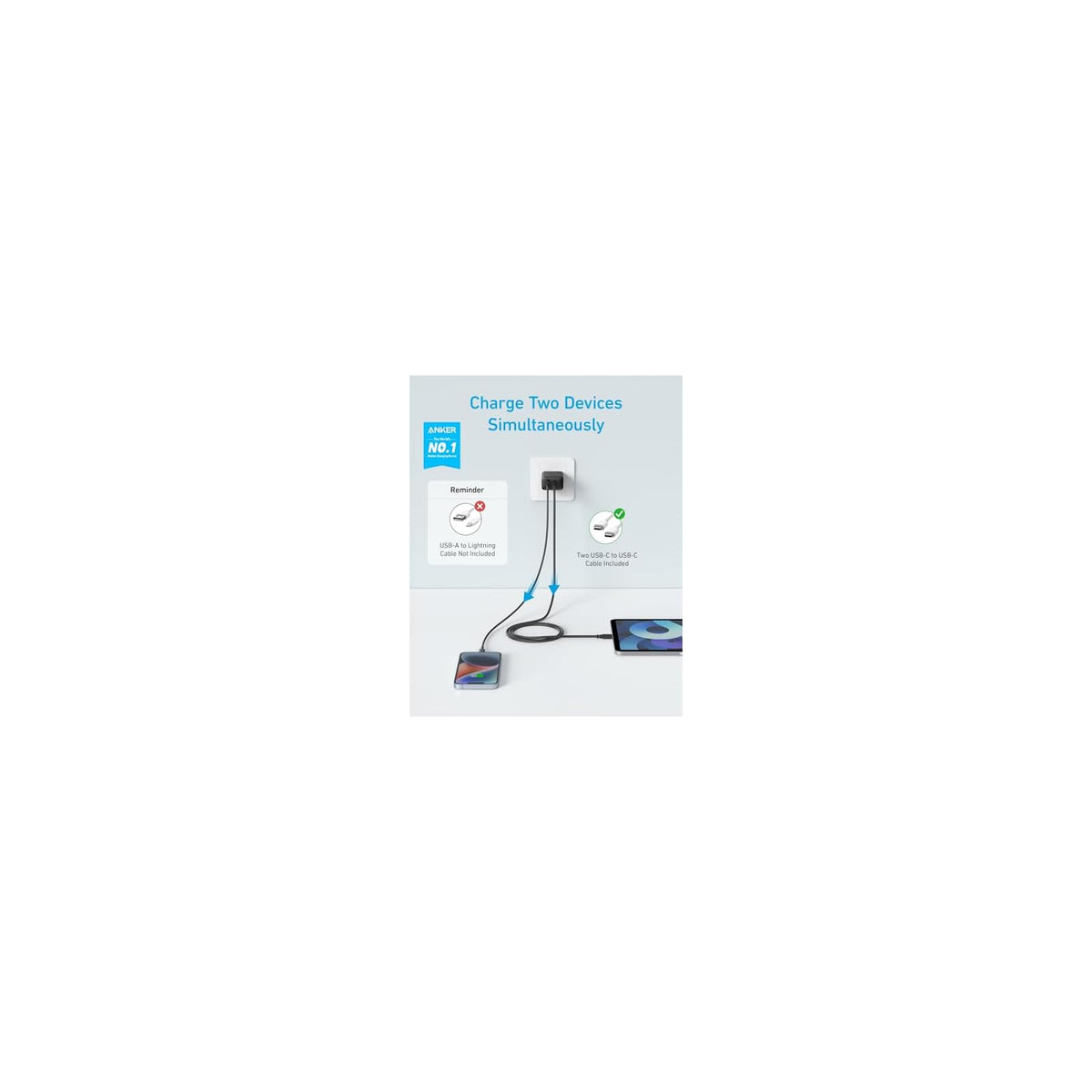 Soporte Anker Paquete de 2 cargadores USB C con soporte de cargador inalámbrico - vista 2