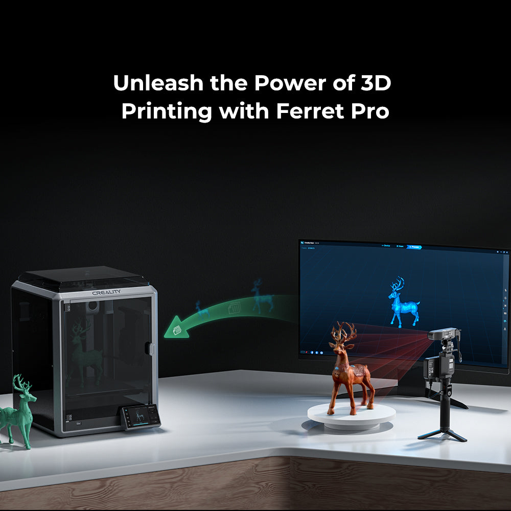 Escáner 3D Creality CR-Scan Ferret Pro: precisión de 0,1 mm, WiFi 6, imagen 3D anti-vibración y color de 24 bits. Escane