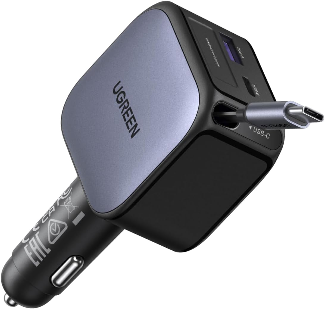 Cargador-de-Auto-UGREEN-60-W-de-3-Puertos-con-Cable-Retráctil-de-60-W-portada