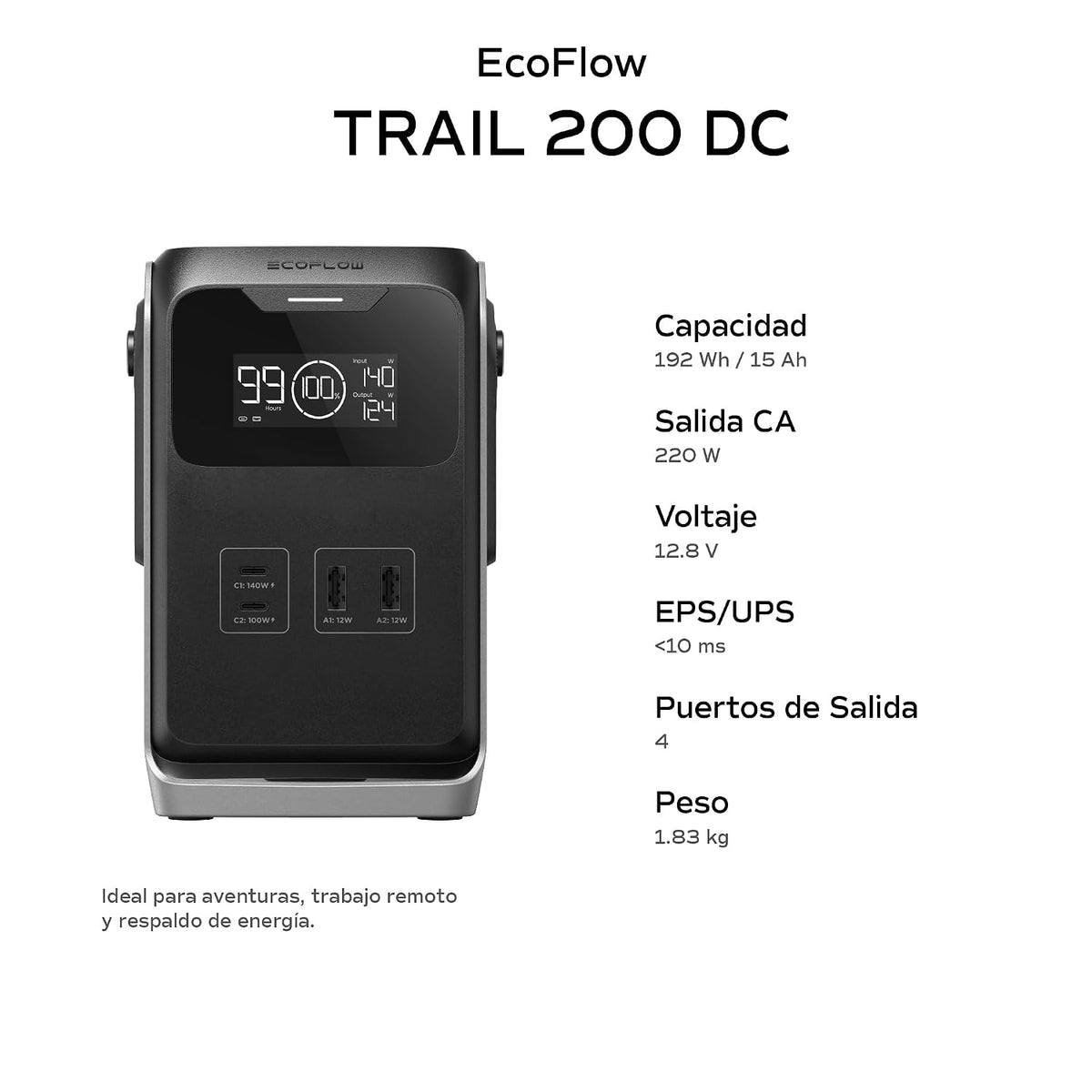 Power-Bank-EcoFlow-TRAIL-Carga-220-W-Negro-y-Gris-pantalla