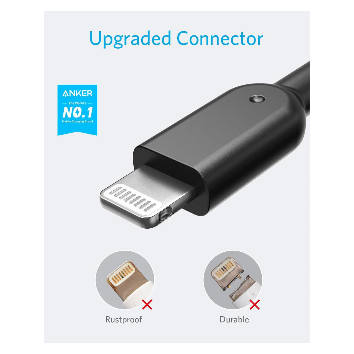 Cable Anker Lightning Powerline II, certificado MFi (3 pies, negro) - vista 2