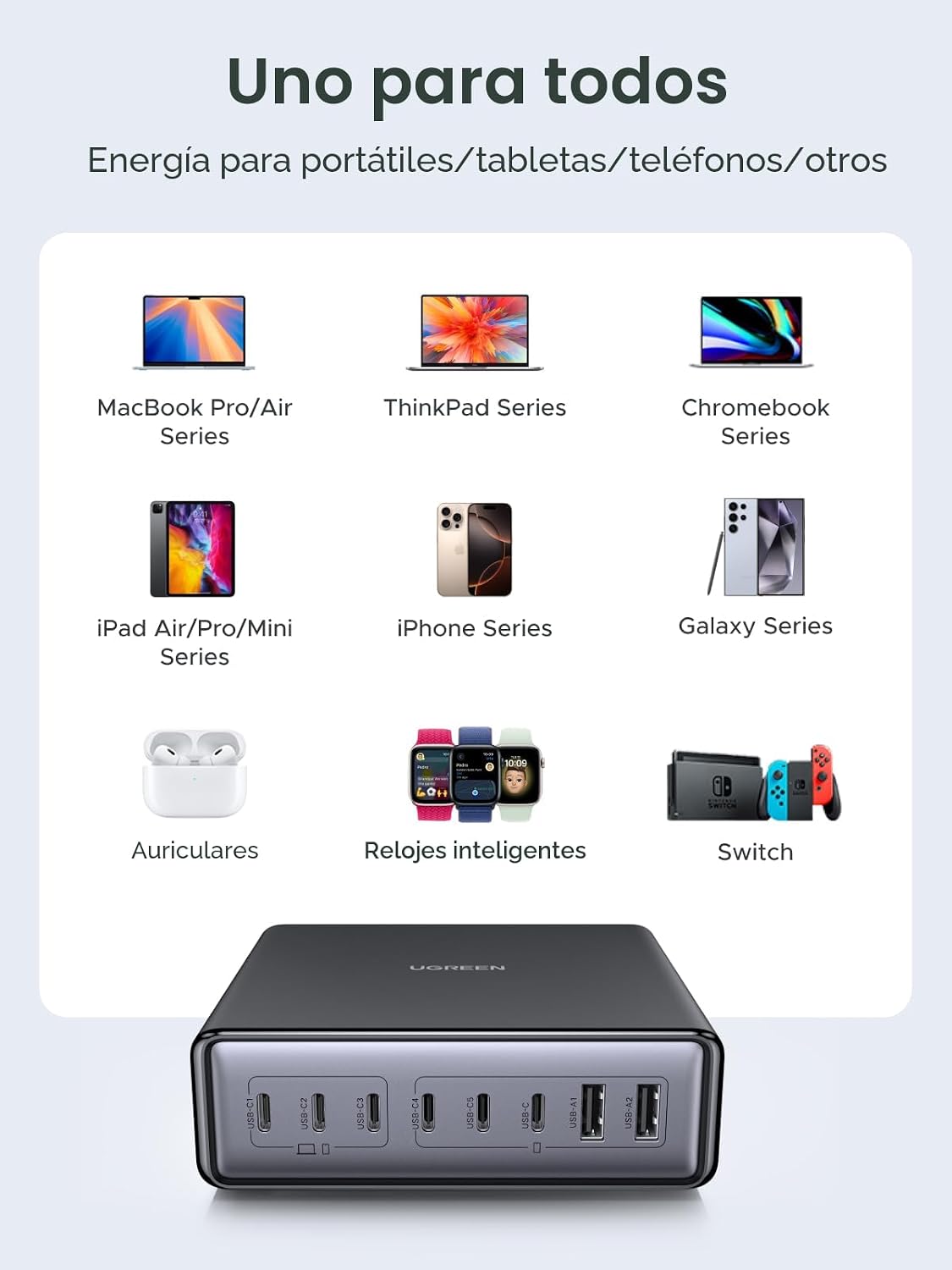Estación-de-Carga-UGREEN-Nexode-200-W-de-8-Puertos-USB-C-con-PD-100-W-6