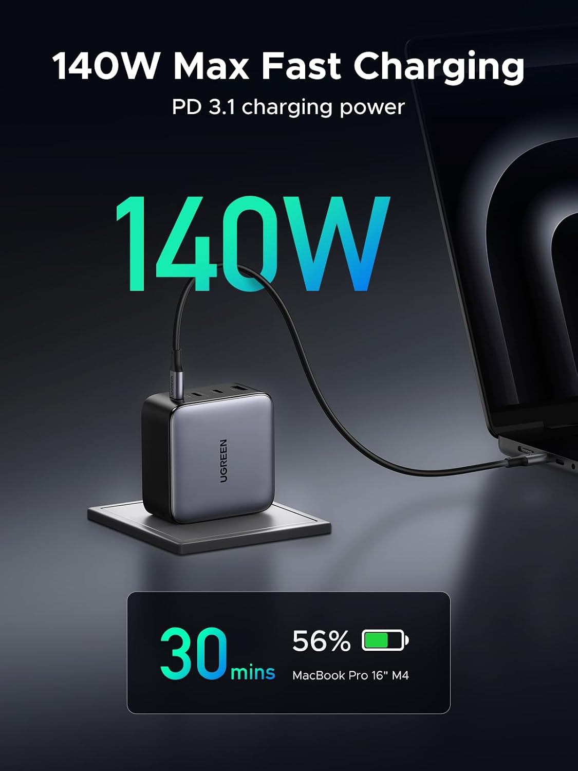 Cargador-de-Pared-UGREEN-Nexode-200-W-de-4-Puertos-USB-C-Plegable-2
