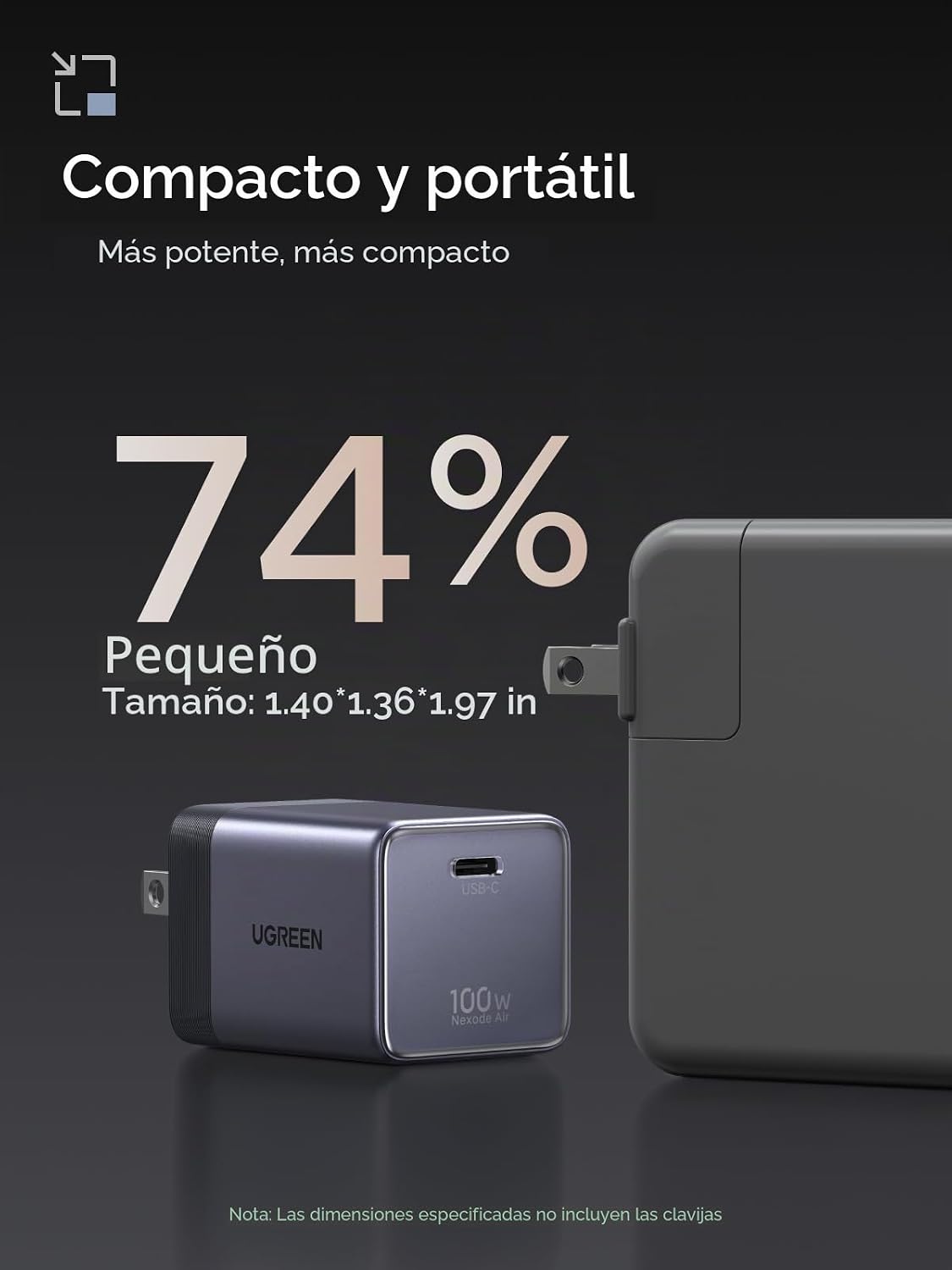 Cargador-de-Pared-UGREEN-Nexode-Air-100-W-GaN-con-Cable-USB-C-3