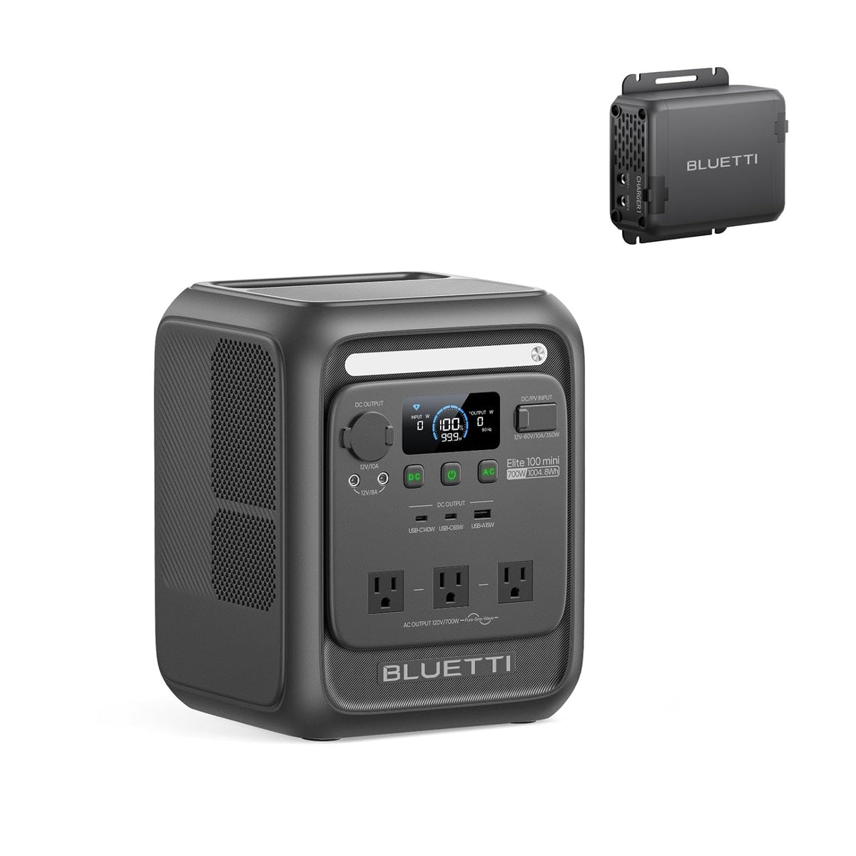 Estación de Energía Portátil BLUETTI Elite 100 Mini, 1004.8 Wh, 700 W + Cargador de Alternador 1