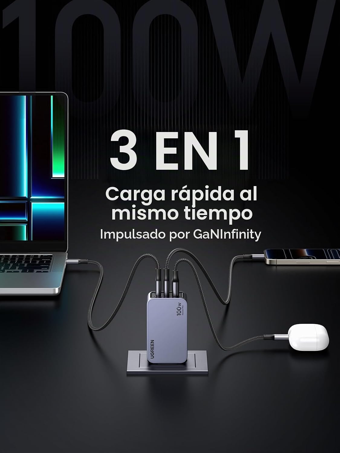 Cargador-de-Pared-UGREEN-Nexode-Pro-100-W-GaN-de-3-Puertos-USB-C-3