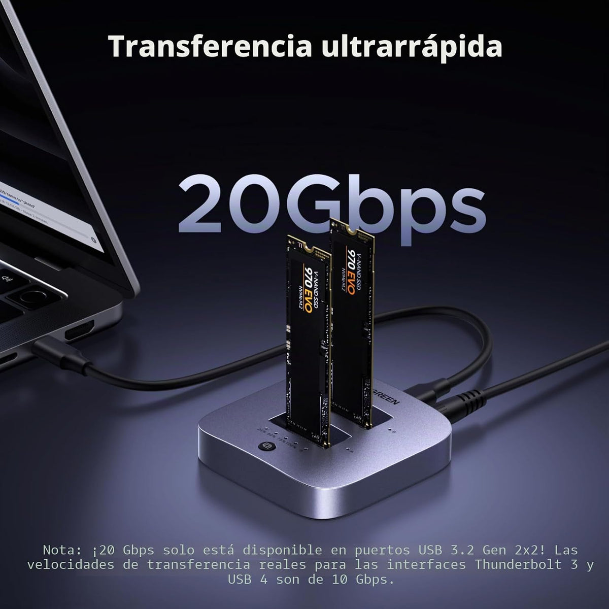 Clonador-UGREEN-de-20-Gbps-Carcasa-Duplicadora-M-2-NVMe-de-Doble-Bahía-para-Mac-mini-2