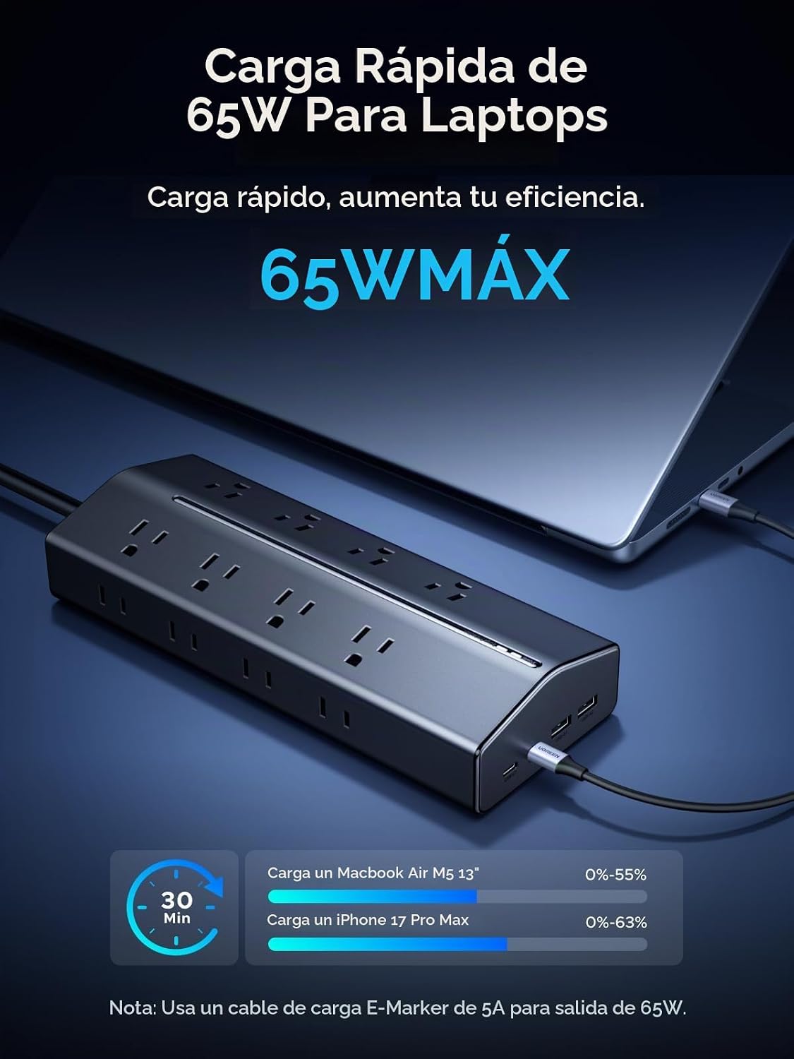 Regleta-Protectora-UGREEN-GaN-20-en-1-de-65-W-3