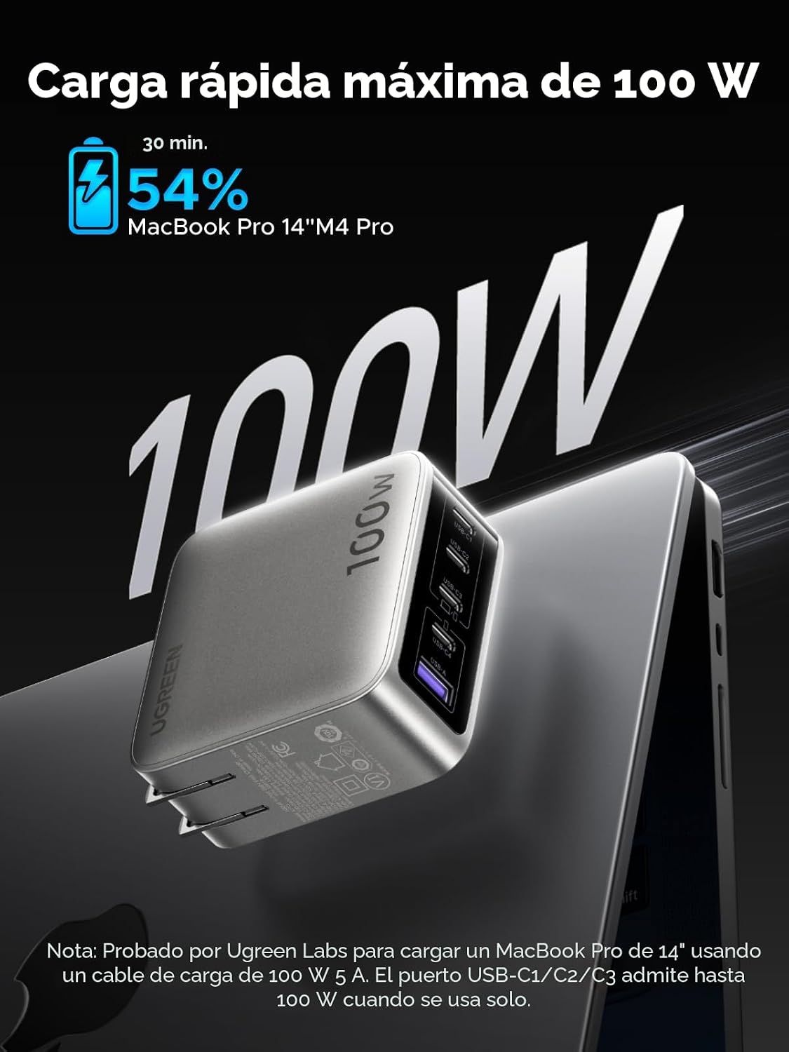 Cargador-UGREEN-Nexode-Pro-100-W-GaN-USB-C-con-Pantalla-Inteligente-4
