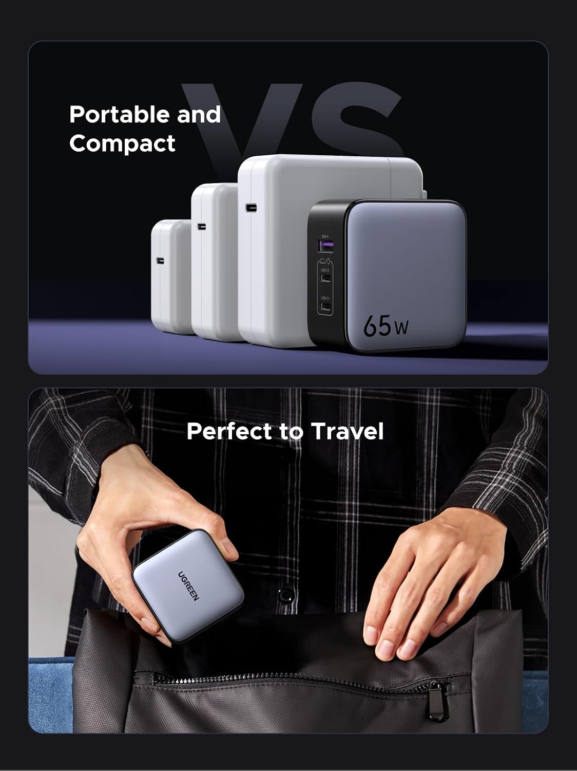 Adaptador-de-Viaje-UGREEN-USB-C-65-W-GaN-con-Enchufes-Internacionales-de-3-Puertos-6