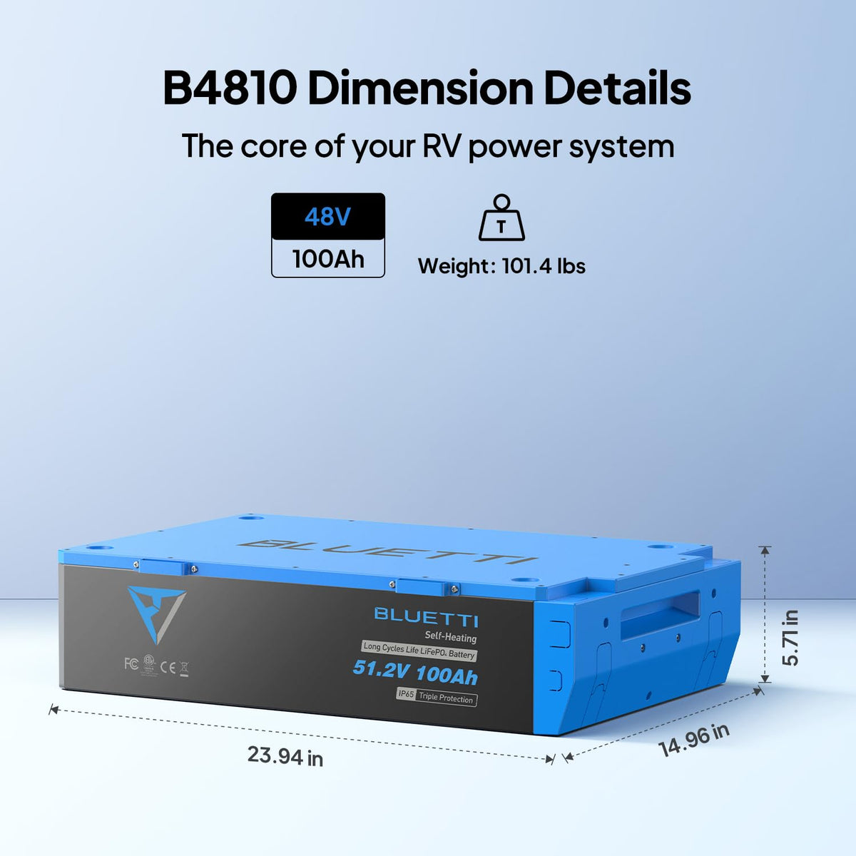 Batería LiFePO4 BLUETTI, 51.2 V 100 Ah, 5210 Wh