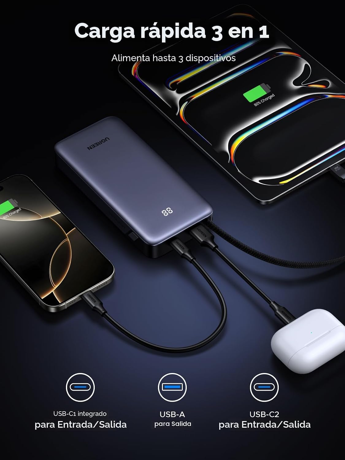 Power-Bank-UGREEN-Nexode-20-000-mAh-45-W-con-Cable-Integrado-5