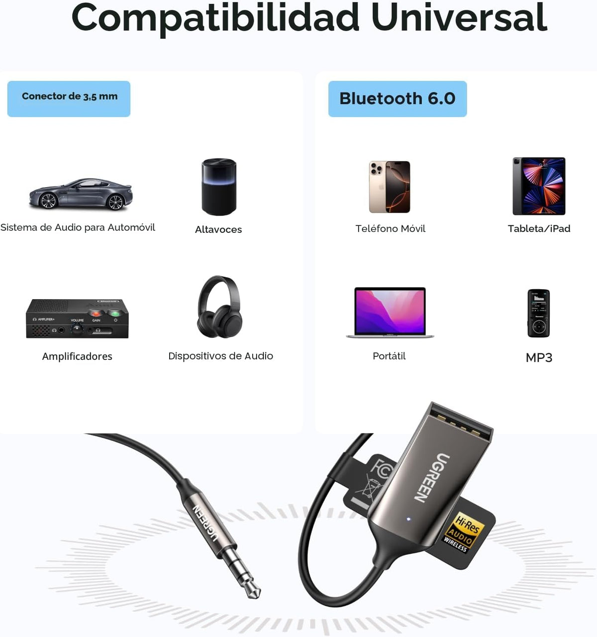 Receptor-Bluetooth-6-0-UGREEN-AUX-para-Auto-con-LDAC-y-Micrófono-5