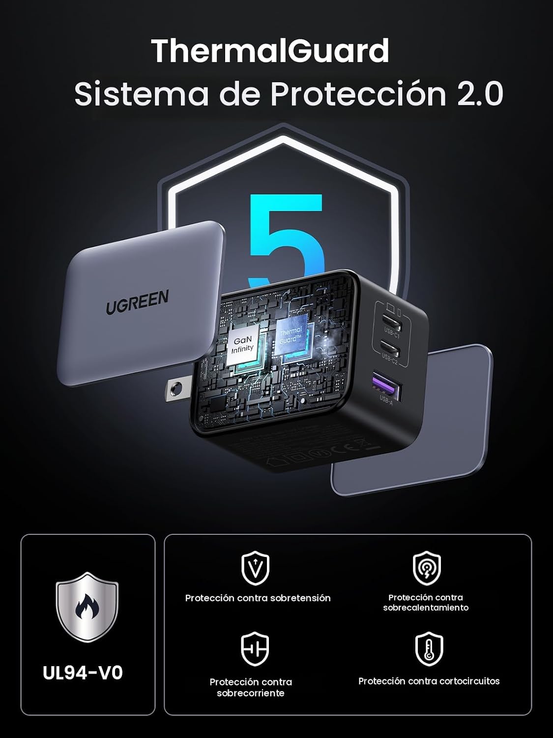 Cargador-de-Pared-UGREEN-Nexode-X-65-W-GaN-de-3-Puertos-Plegable-7