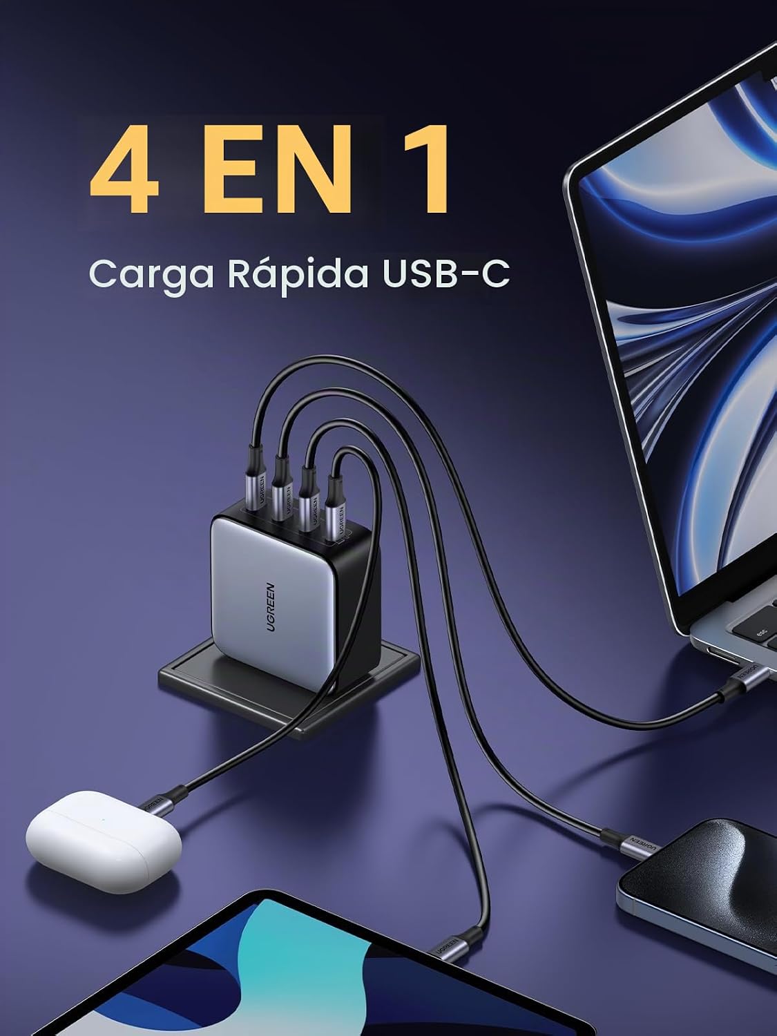 Cargador-de-Pared-UGREEN-Nexode-100-W-GaN-de-4-Puertos-USB-C-3