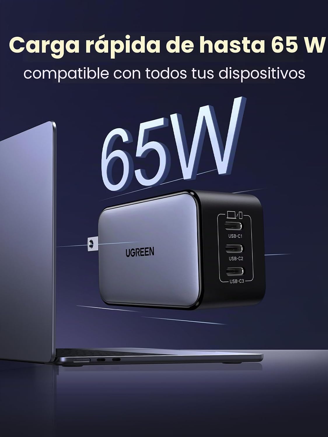 Cargador-de-Pared-UGREEN-Nexode-65-W-GaN-de-3-Puertos-2