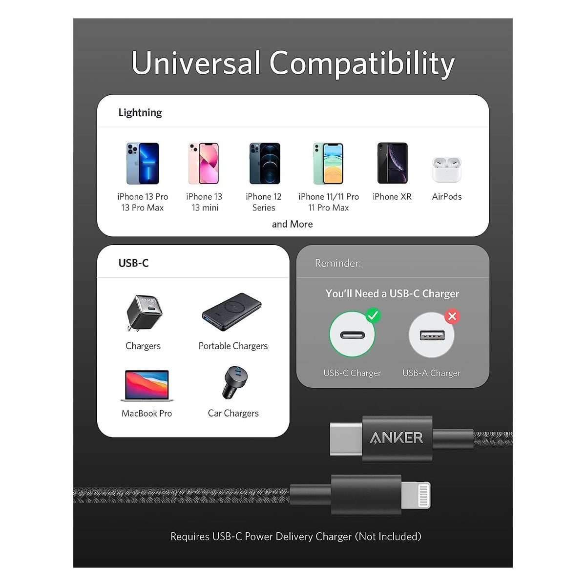 Anker Nuevo cable USB C a Lightning de nailon, cable certificado MFi (6 - vista 4
