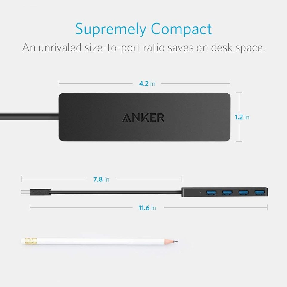Hub USB Anker USB-C a 4 Puertos USB 3.0