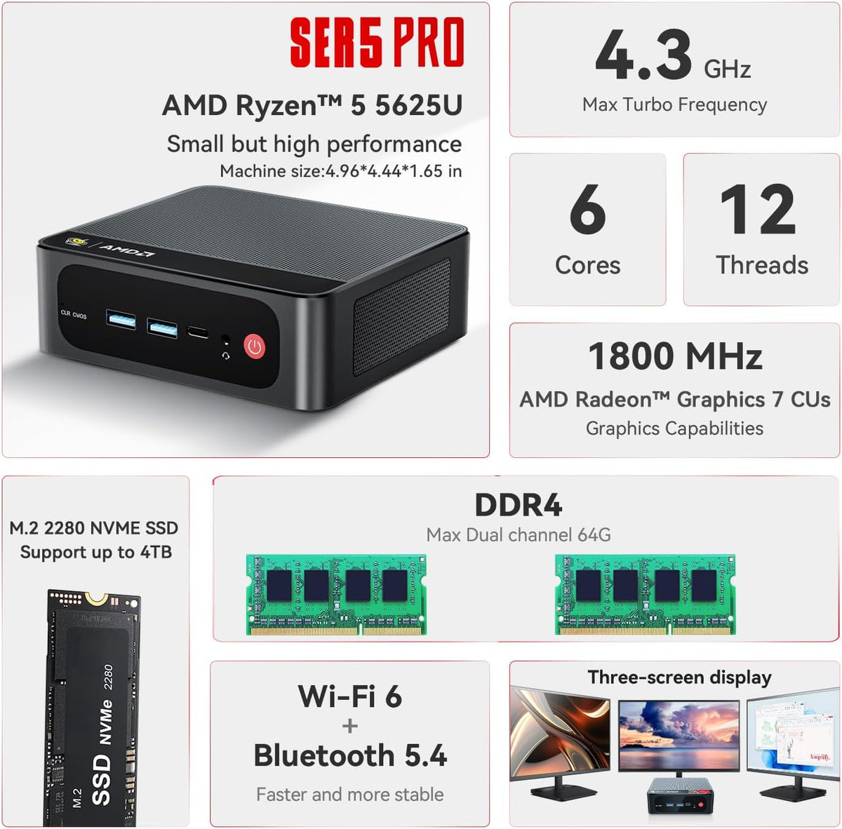 Mini-PC-Beelink-SER5-Pro-16-GB-RAM-500-GB-SSD-con-Ryzen-5-5625U-y-Windows-11-Pro-3
