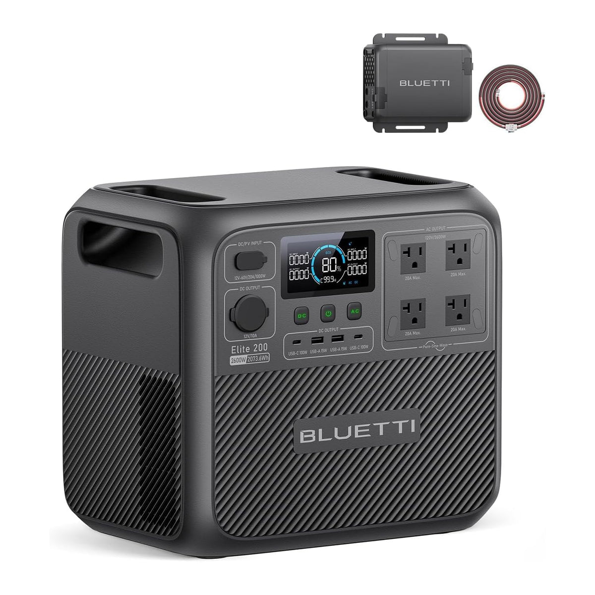 Estación de Energía Portátil BLUETTI Elite 200 V2, 5200 W + Cargador de Alternador 1