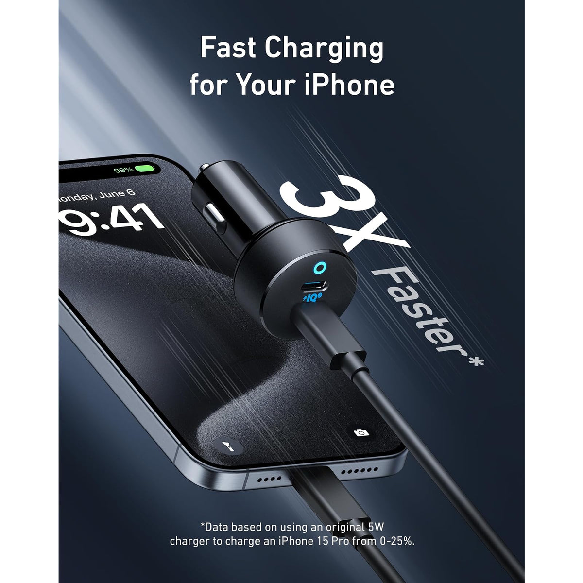 Cargador Anker de coche de carga rápida PowerIQ 3.0 USB C de 40 W y 2 - vista 3
