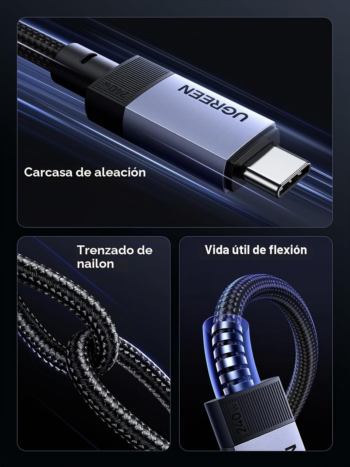 Cable-USB-C-UGREEN-240-W-PD-3-1-USB-3-2-Gen-2-de-10-Gbps-y-Video-4K-60-Hz-5