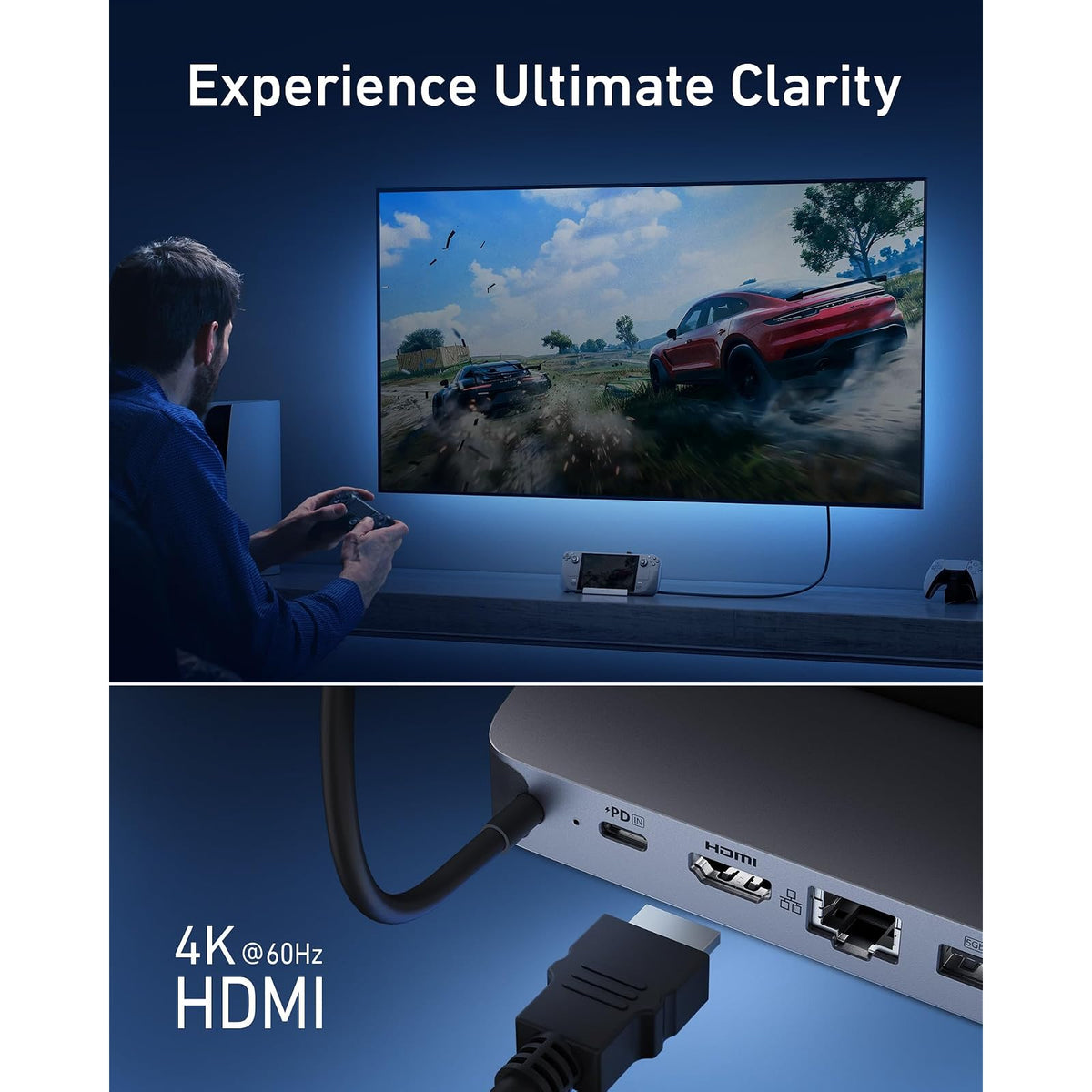 Hub USB Anker Base para cubierta de vapor, estación de acoplamiento HDMI 6 en 1 4K - vista 3