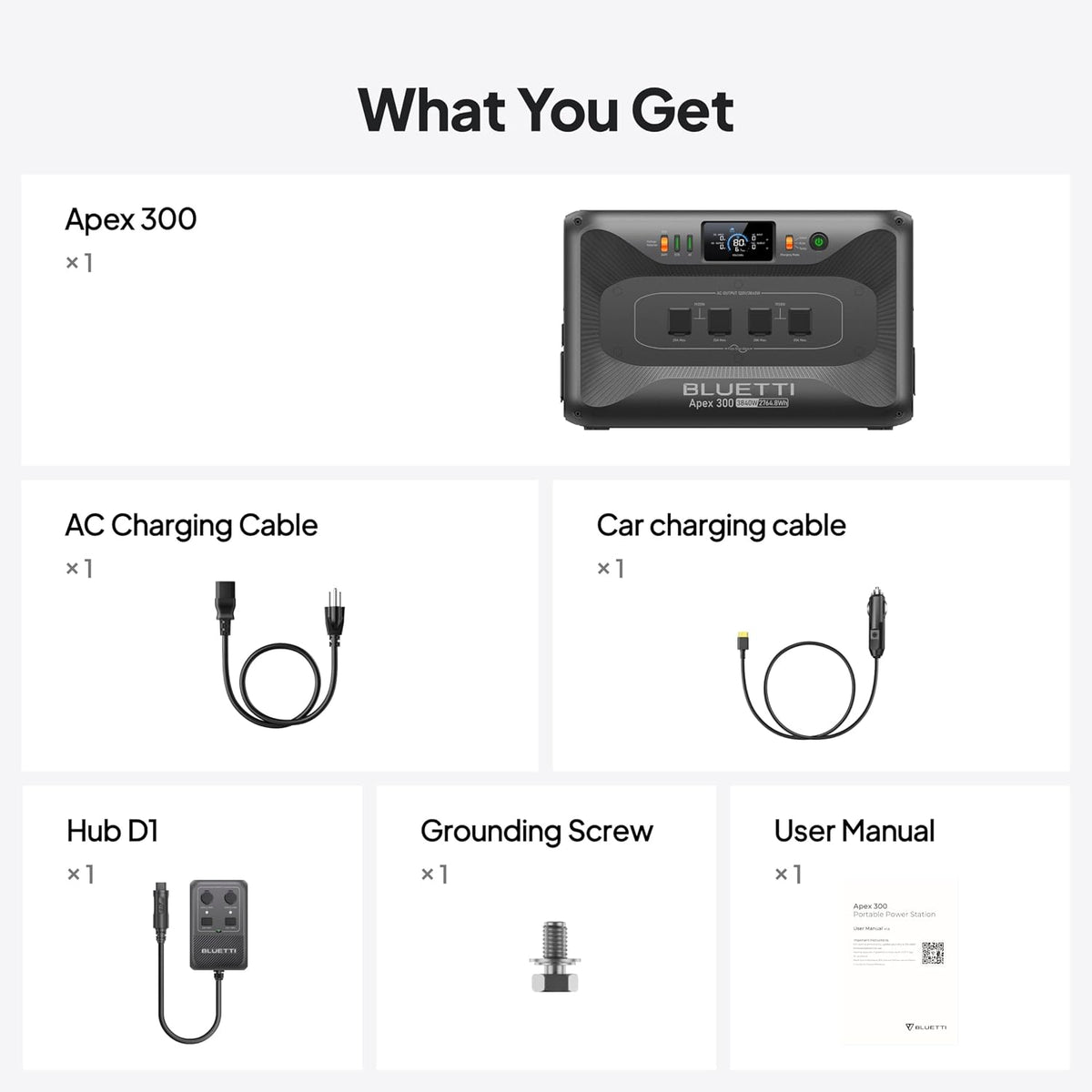 Estación de Energía Portátil BLUETTI Apex 300, 2764.8 Wh + Hub D1