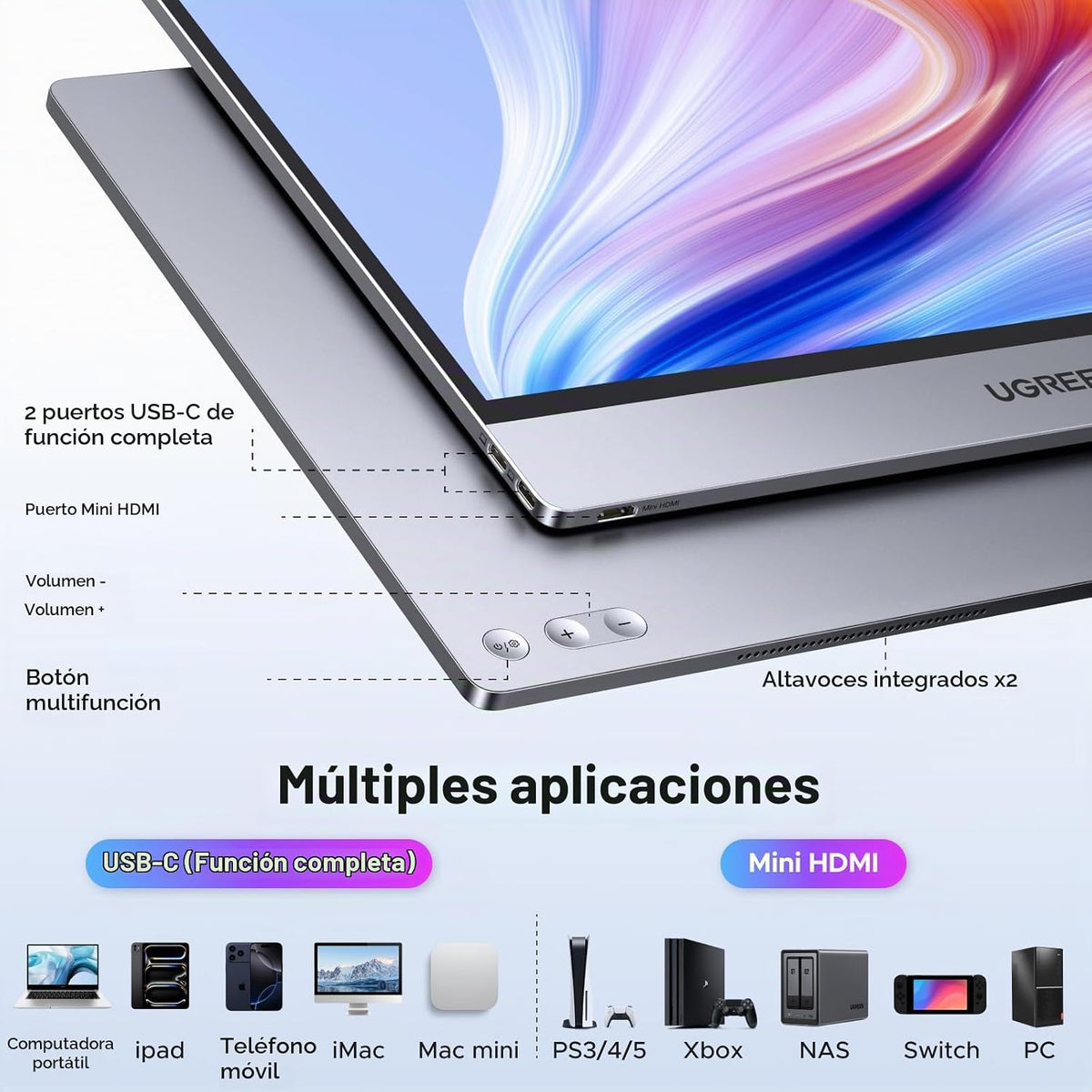 Monitor-Portátil-UGREEN-de-16-Pulgadas-2-5K-con-Soporte-Magnético-3