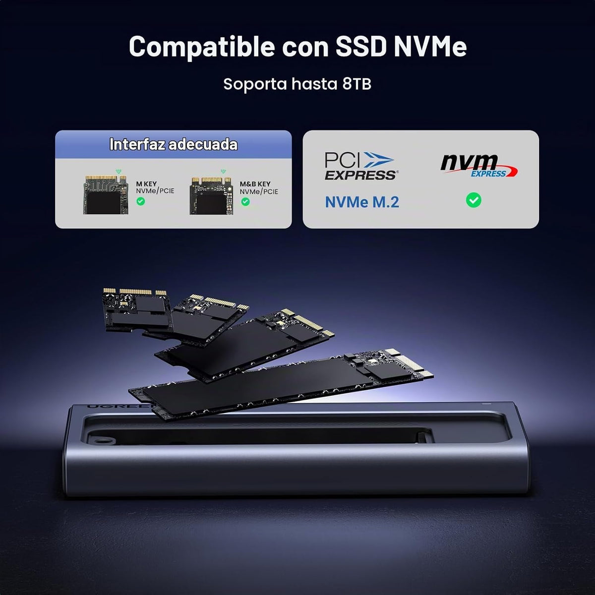 Carcasa-SSD-NVMe-M-2-UGREEN-de-40-Gbps-con-Ventilador-de-Refrigeración-4