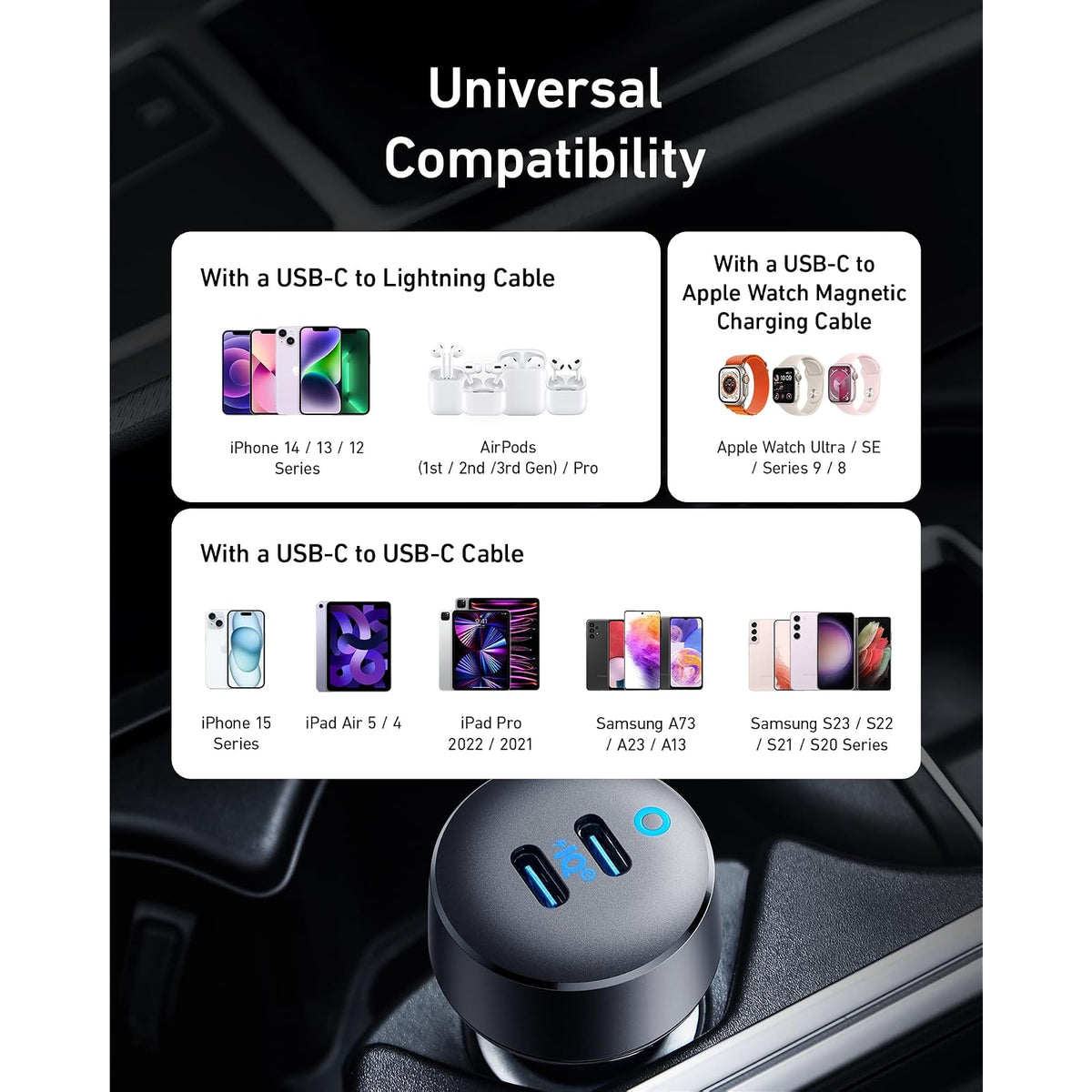 Cargador Anker de coche de carga rápida PowerIQ 3.0 USB C de 40 W y 2 - vista 6