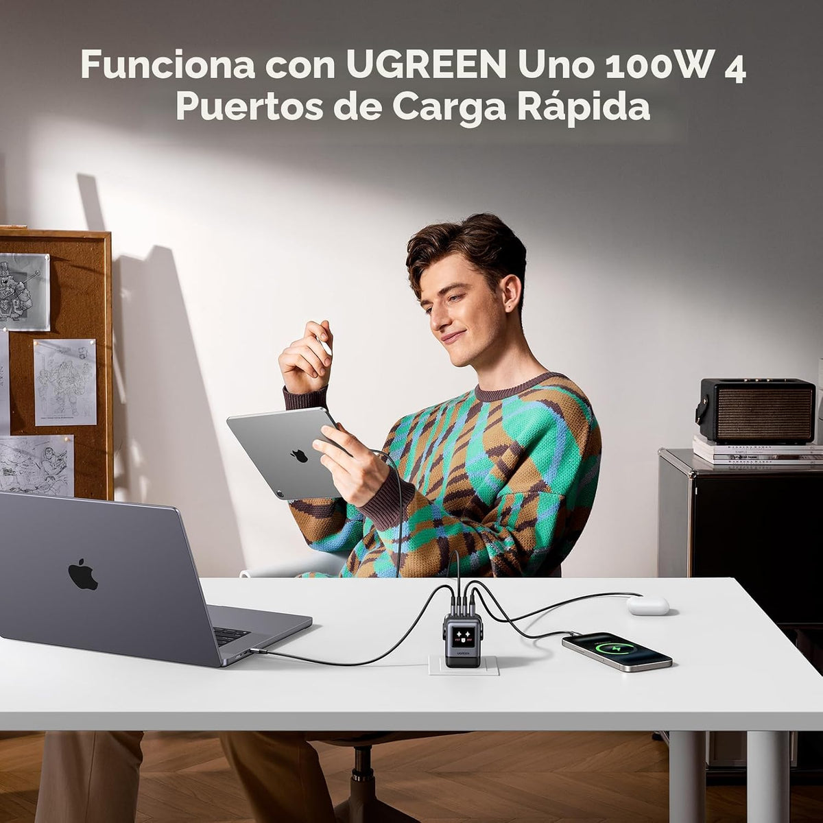 Cargador-de-Pared-UGREEN-Uno-100-W-GaN-de-4-Puertos-USB-C-5