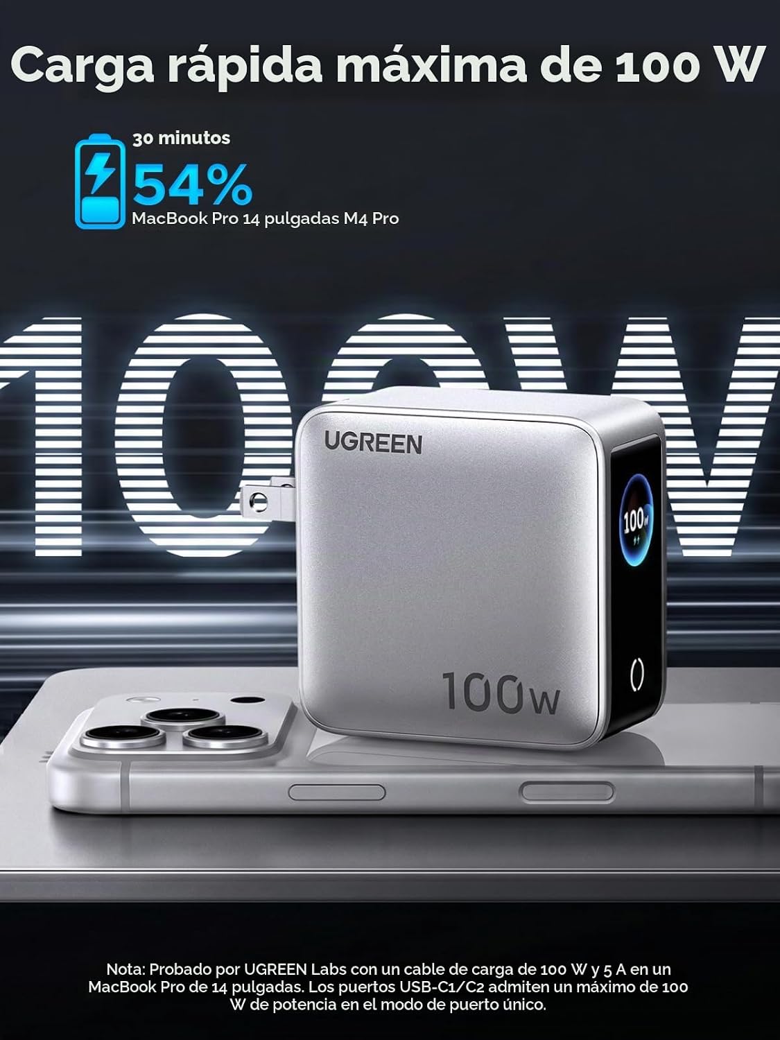 Cargador-UGREEN-Nexode-Pro-100-W-de-4-Puertos-con-Pantalla-Inteligente-5