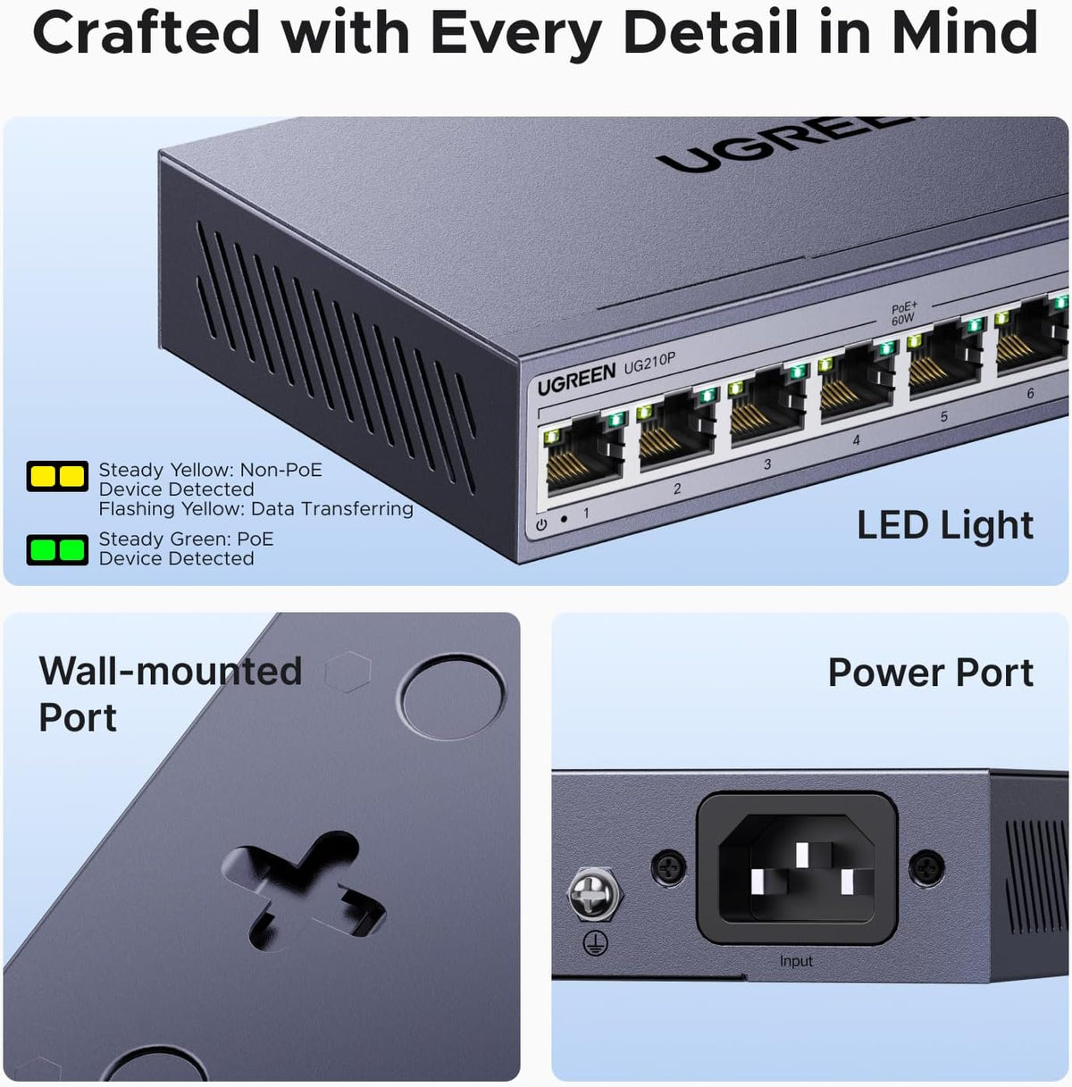 Switch-Ethernet-PoE-UGREEN-de-6-Puertos-con-4-Puertos-PoE-de-60-W-7