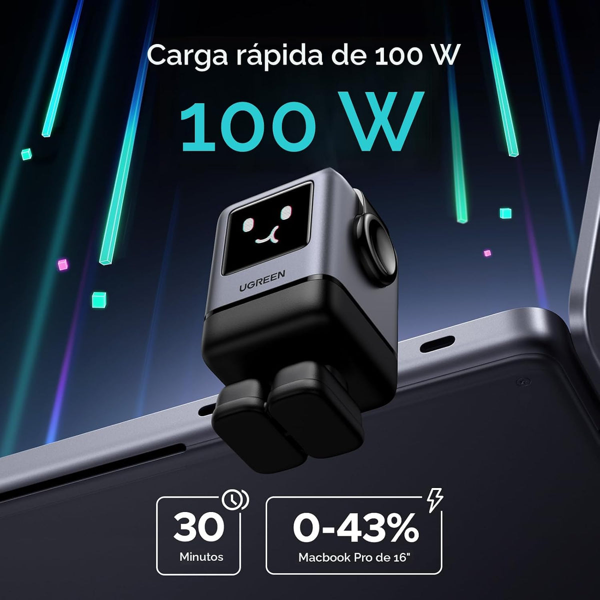 Cargador-de-Pared-UGREEN-Uno-100-W-GaN-de-4-Puertos-USB-C-2