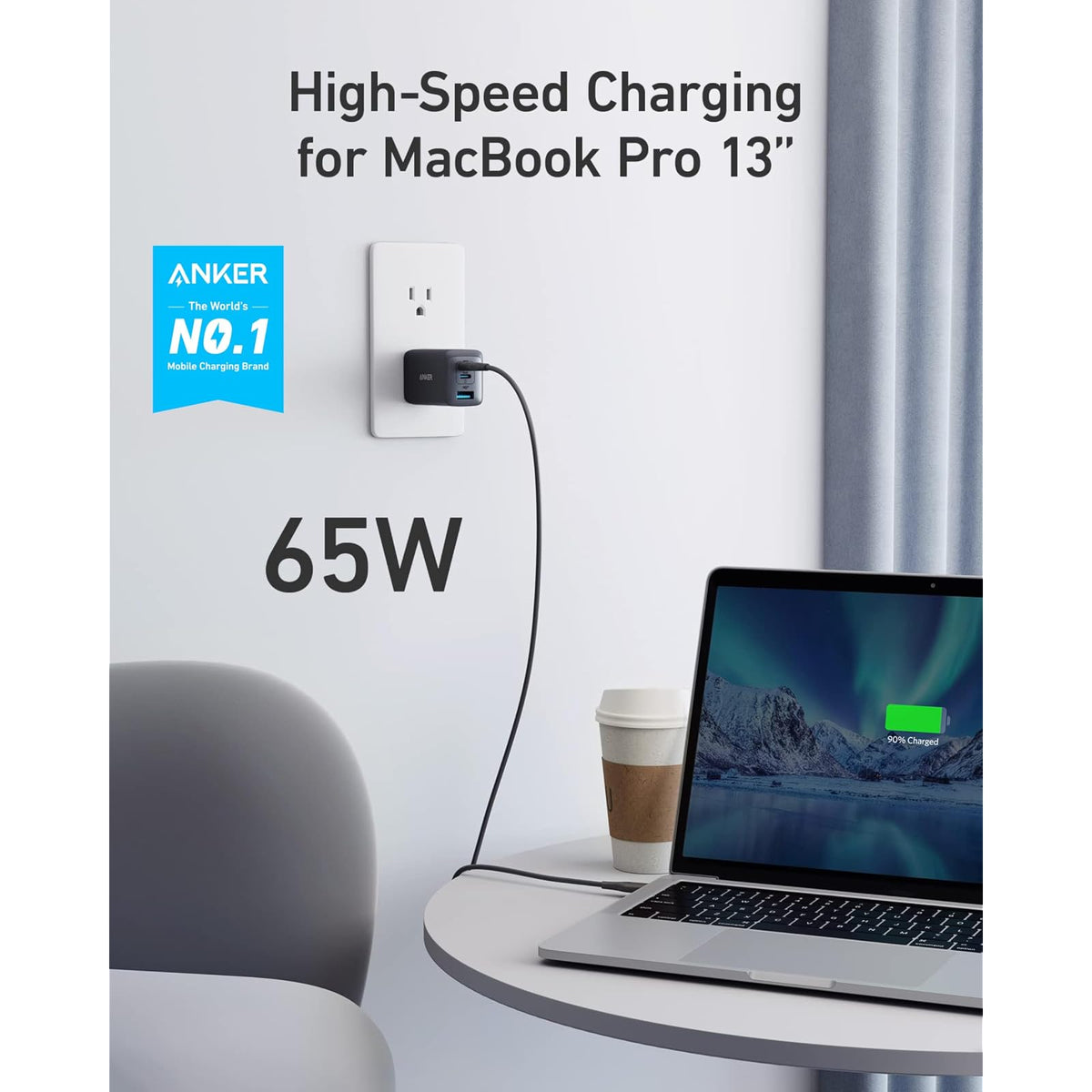 Anker Bloque de cargador USB C de 65 W Max de 3 puertos, cargador de - vista 2