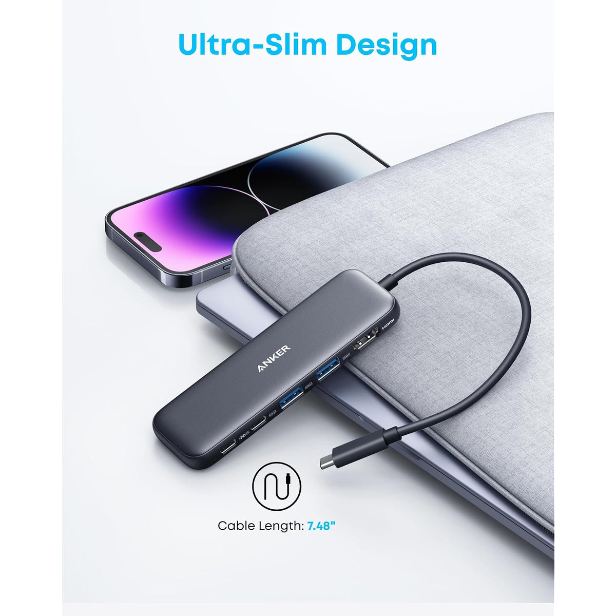 Hub USB Anker USB C, divisor USBC a HDMI 5 en 1 con pantalla 4K - vista 7