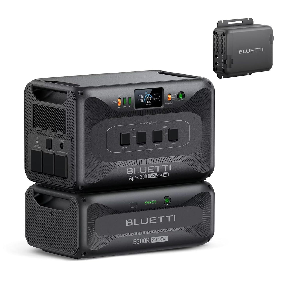 Estación de Energía Portátil BLUETTI Apex 300, 3840 W + B300K + Cargador de Alternador 1