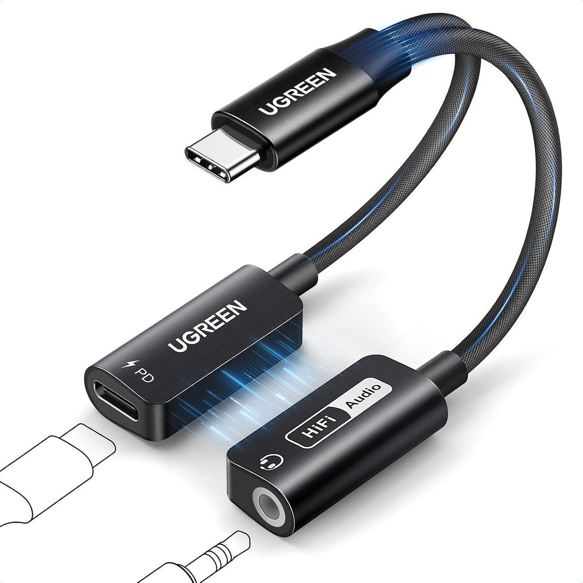 Adaptador-Magnético-UGREEN-USB-C-2-en-1-de-Audio-3-5-mm-y-Carga-portada