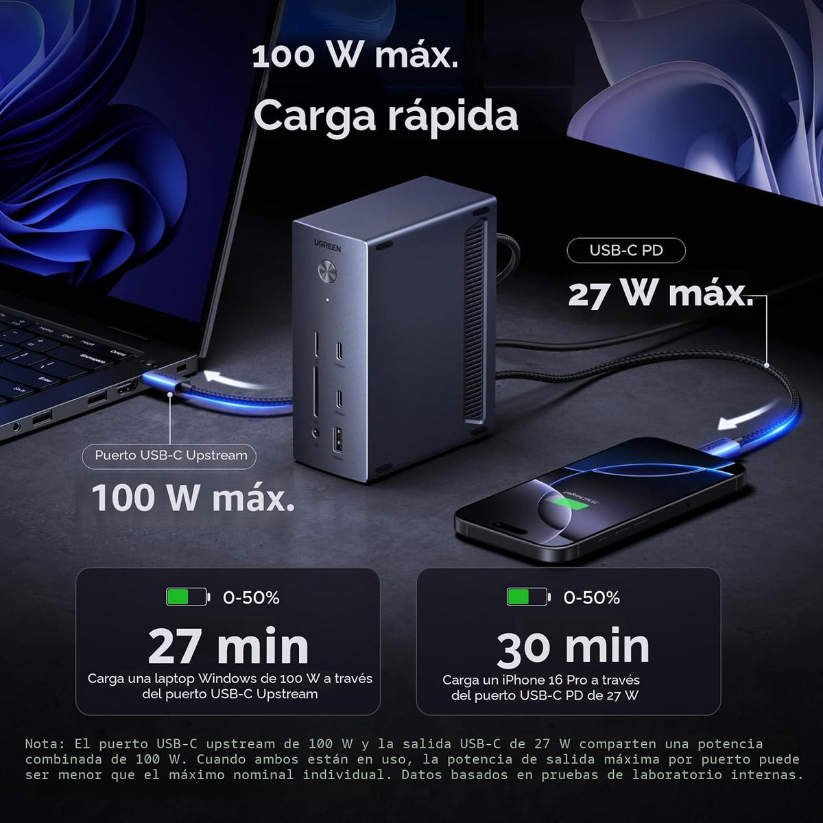 Estación-de-Acoplamiento-UGREEN-USB-C-para-Triple-Monitor-con-2-HDMI-y-DP-4