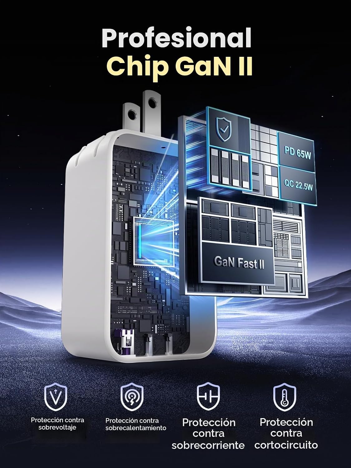 Cargador-de-Pared-UGREEN-Nexode-65-W-GaN-USB-C-de-3-Puertos-4