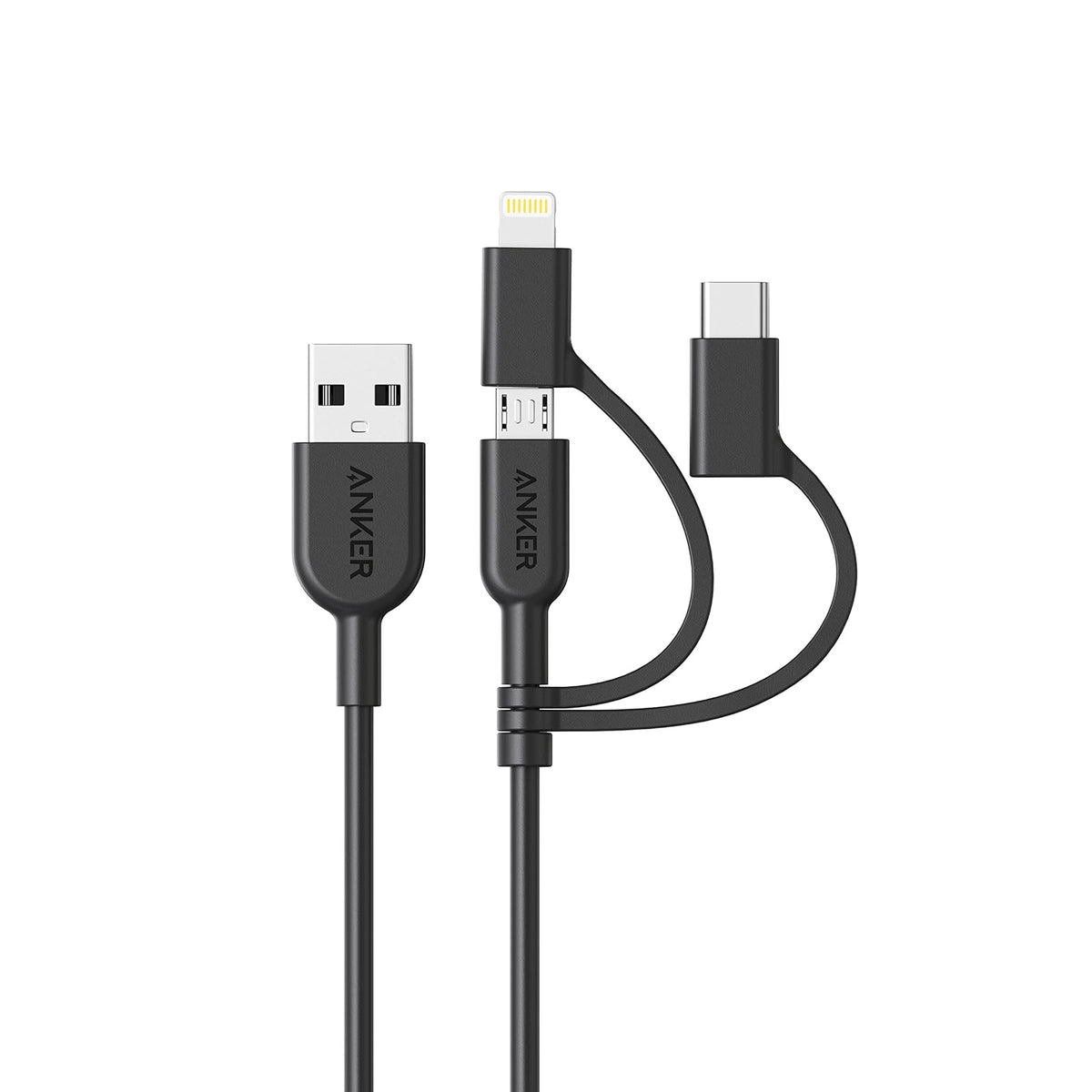 Cable Anker Powerline II 3 en 1 Lightning, USB C, cable micro USB