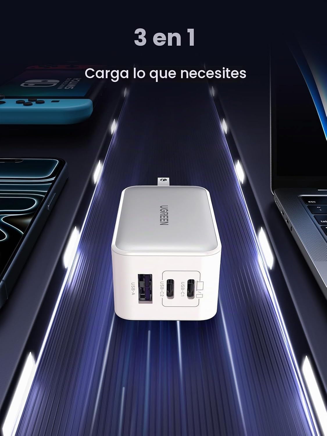 Cargador-de-Pared-UGREEN-Nexode-65-W-GaN-USB-C-de-3-Puertos-3