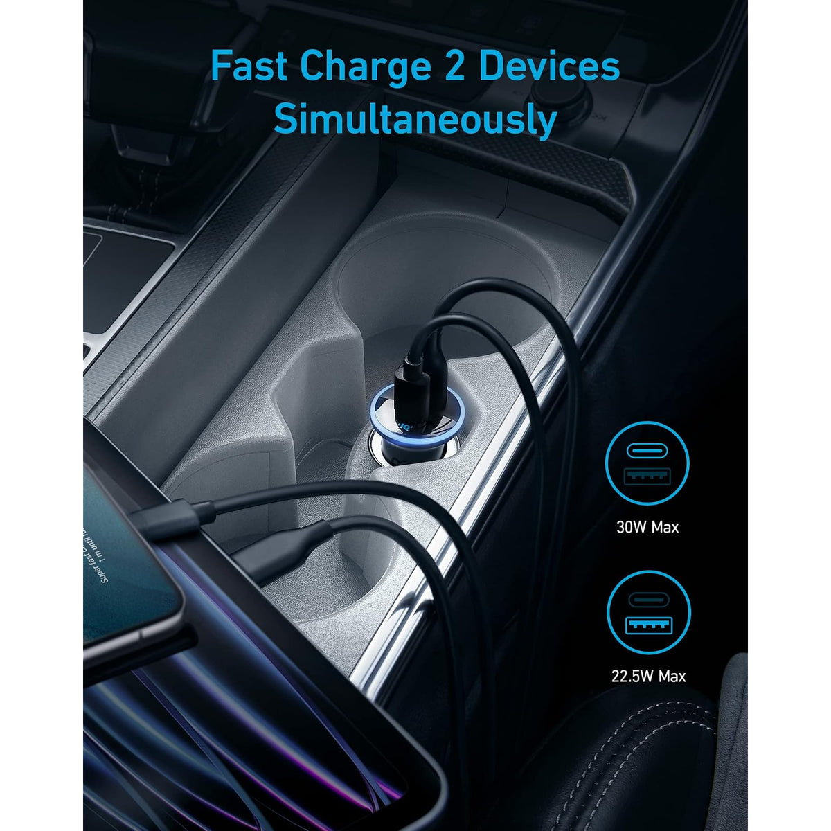 Cargador Anker de coche USB C 323 52.5W con carga rápida PowerIQ 3.0 de 30W - vista 6